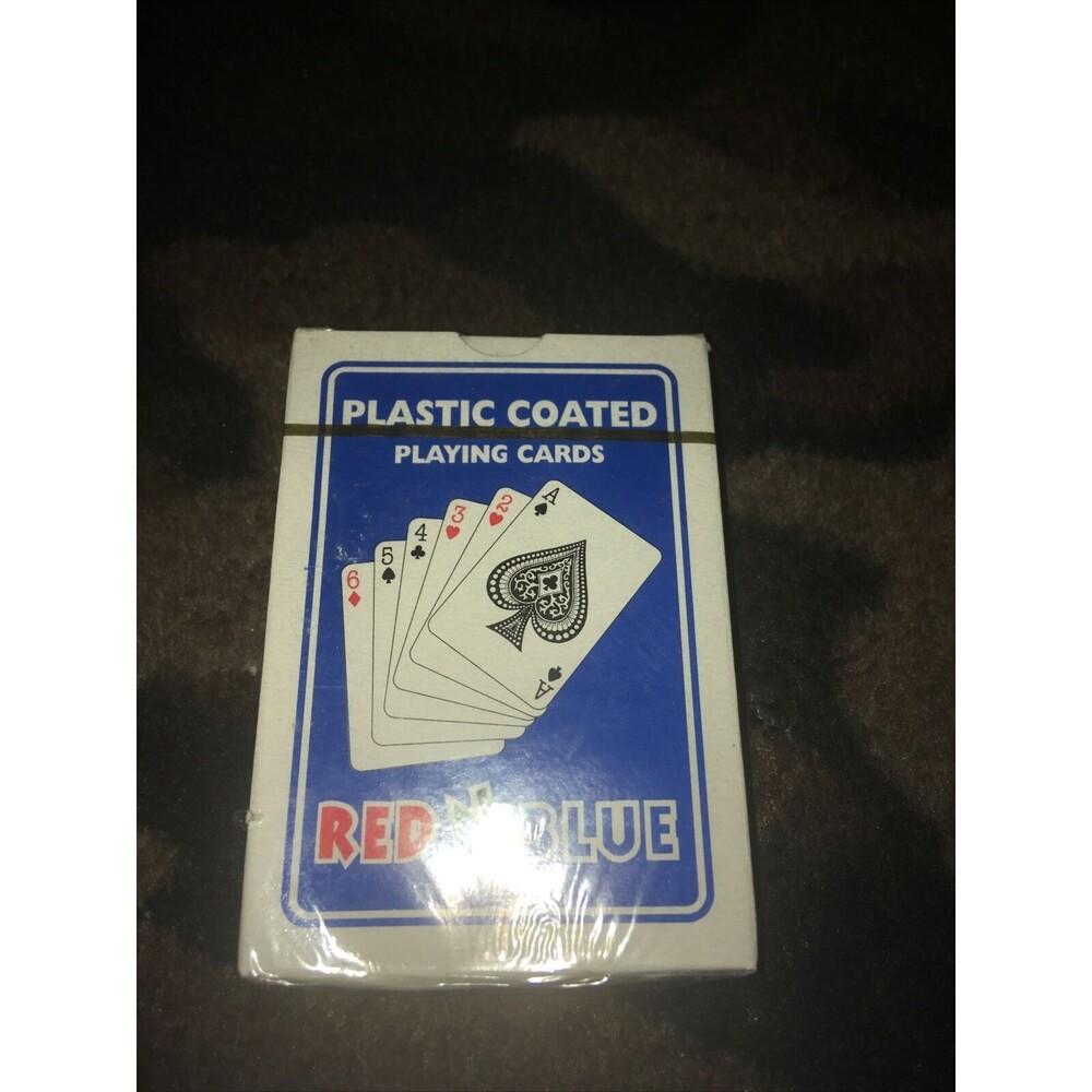 Vintage Red N Blue Plastic Coated Playing Cards RARE BLUE SEALED Deck NOS
